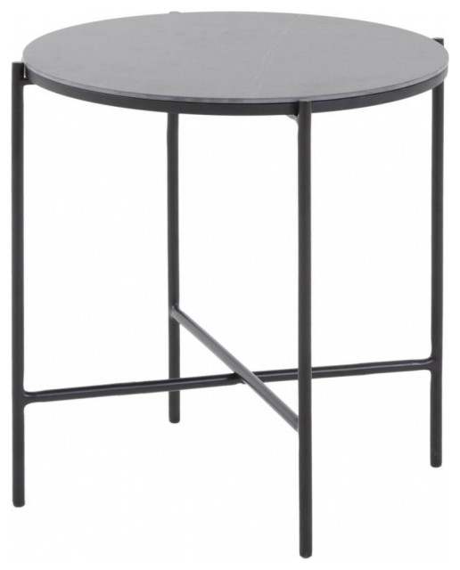 Modern Industrial Black Round Ceramic Side Table Industrial Side