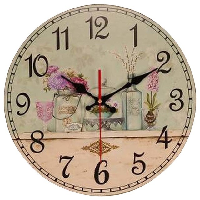 Rustic SEA Deck On Beach Clock Extra Large Large Modern Round Clock Silent Non Ticking Wooden Clock Battery Operated Clock Home Decor Living Room 12 Inch 