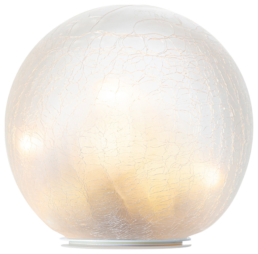 Cream Textured Glass Gazing Globe with LED Lights