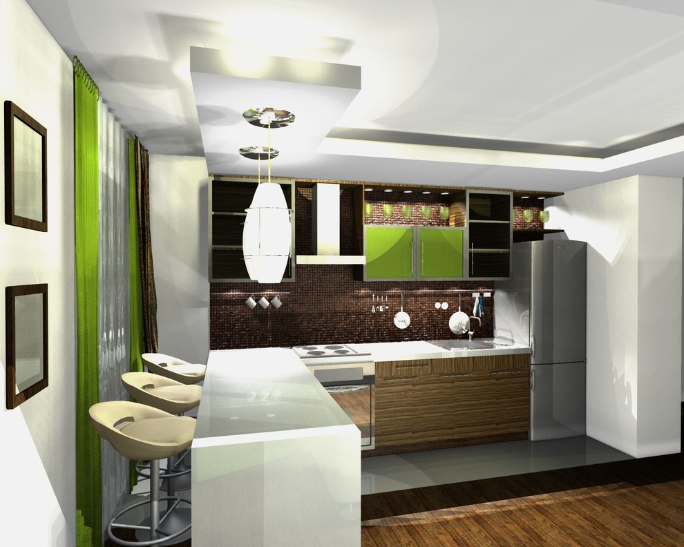 Единое пространство небольшой квартиры в 2-х вариантах