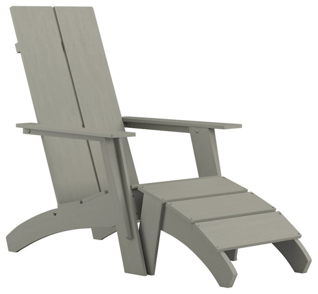 Flash Sawyer Modern Wood Adirondack Chair/Foot Rest�in Gray