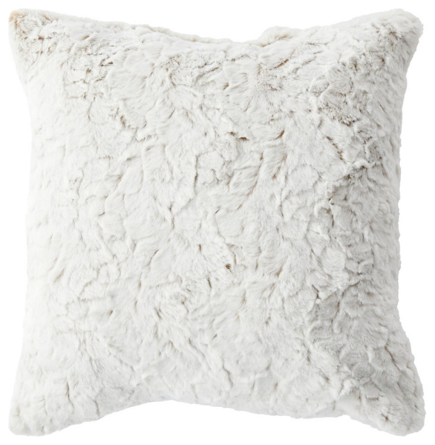 Sorra Home Faux Fur Fawn Indoor Knife Edge Square Pillow, 16" H x 16" W