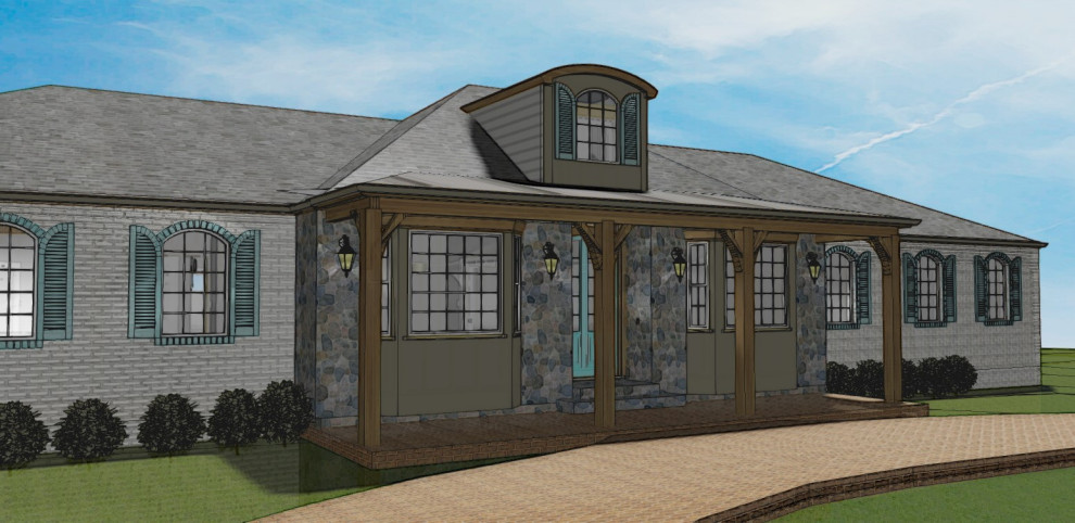 Example of a mountain style home design design in Birmingham