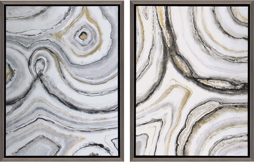 Shades of Gray Artwork, Set of 2, 19"x25" Contemporary Prints And