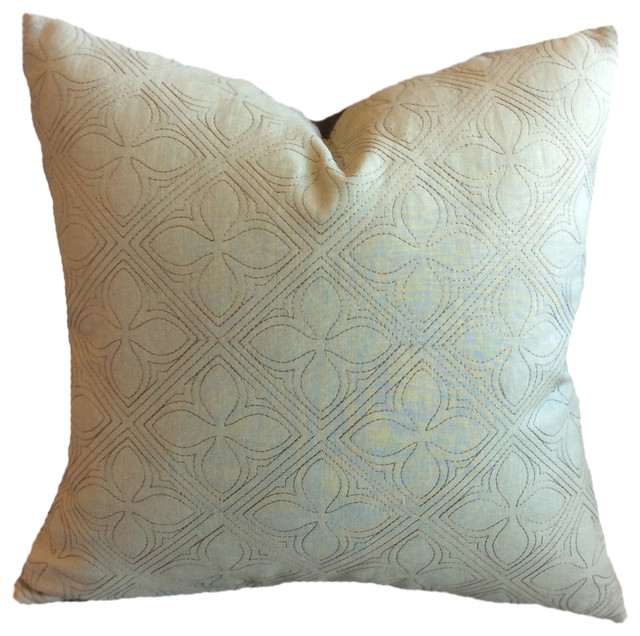 Embroidered Diamonds Clovers On Sea Green Fabricut 20 Throw