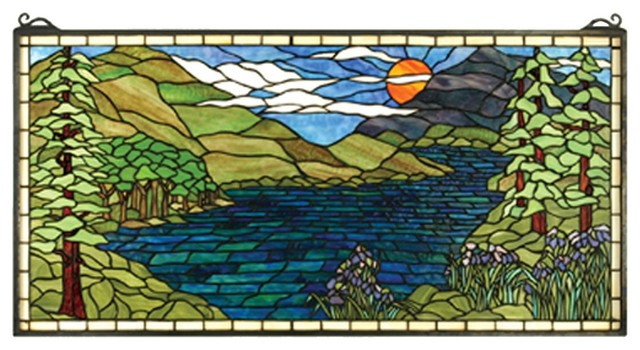 Meyda Tiffany Sunset Meadow Stained Glass Tiffany Window X-79456