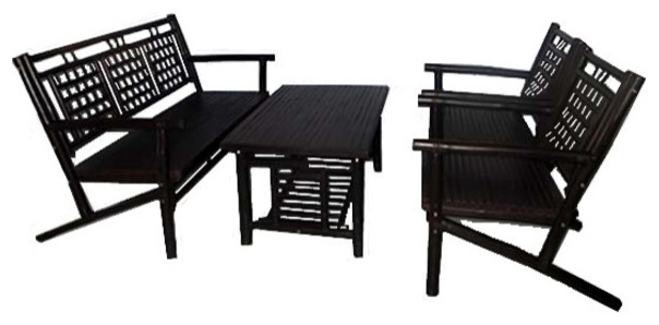 Solid Dark Brown Bamboo Lounger Set