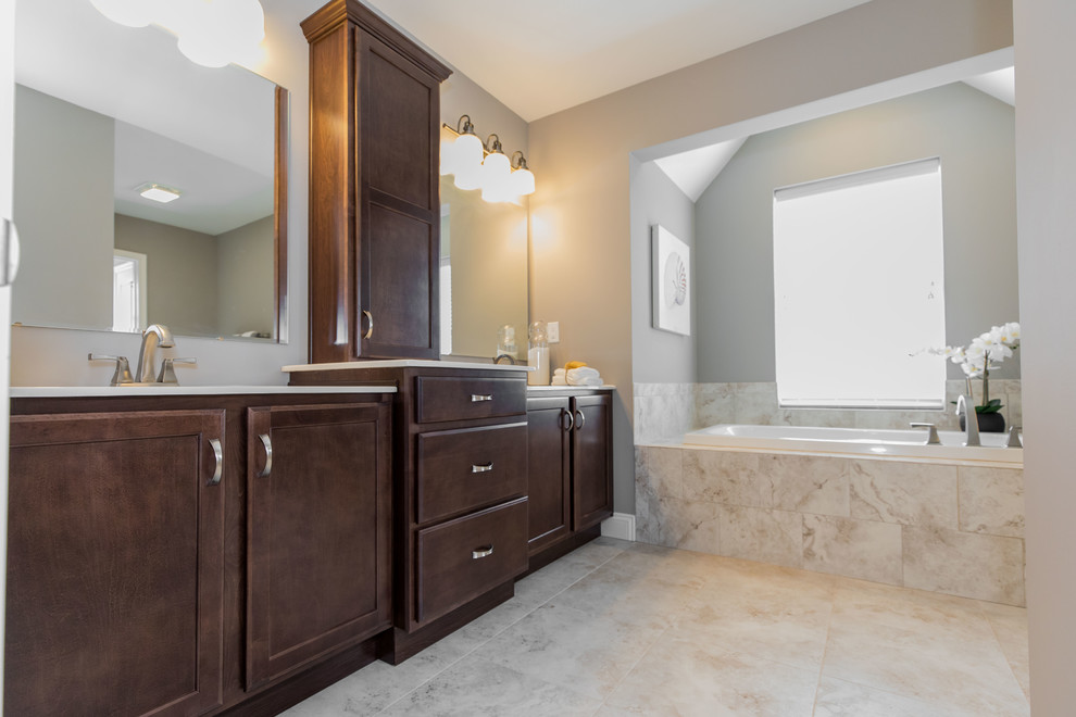 This is an example of a large traditional master bathroom in Philadelphia.