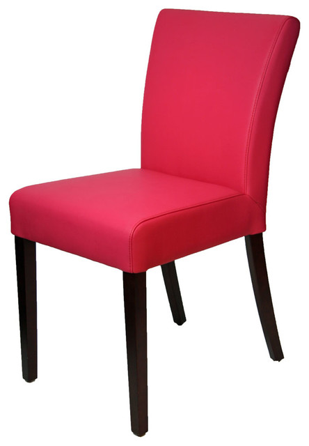 Pink Leather Dining Room Chair, Low Back