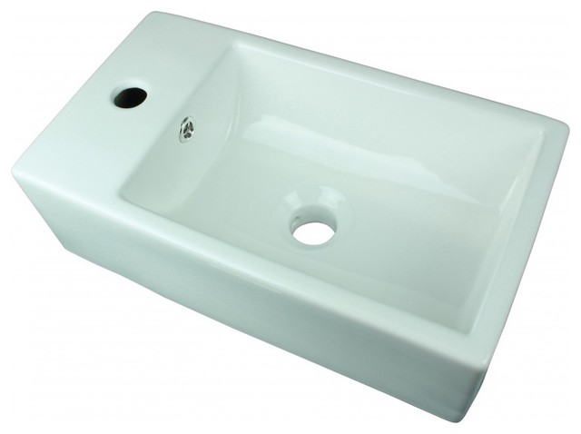 Small Vessel Sink White Vitreous China Rectangle Scratch And Stain Resistant