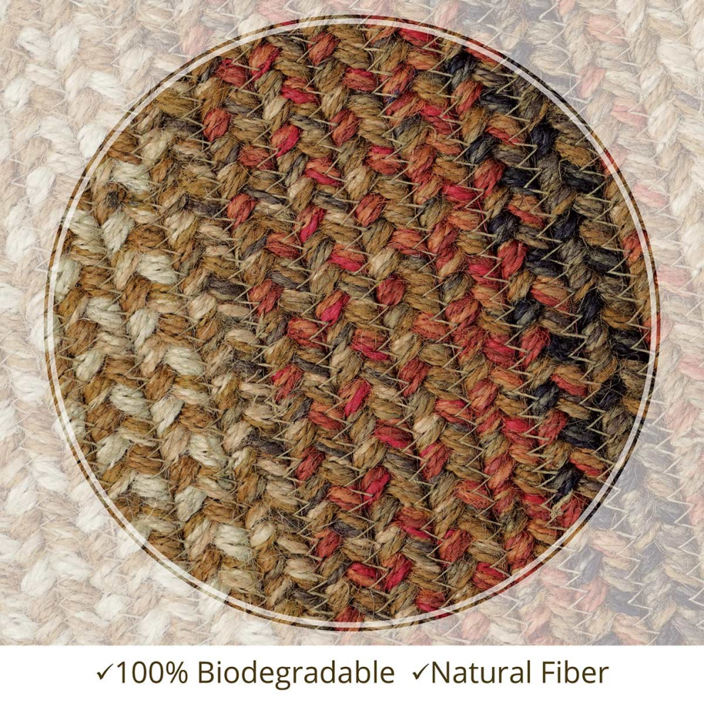 Homespice Decor Russet Jute Braided Rug 8'x10' Oval Farmhouse Area Rugs by Beyond Stores