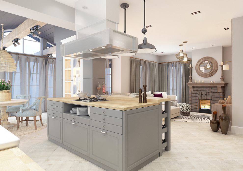 Гостиная в деревянном доме из клеенного бруса