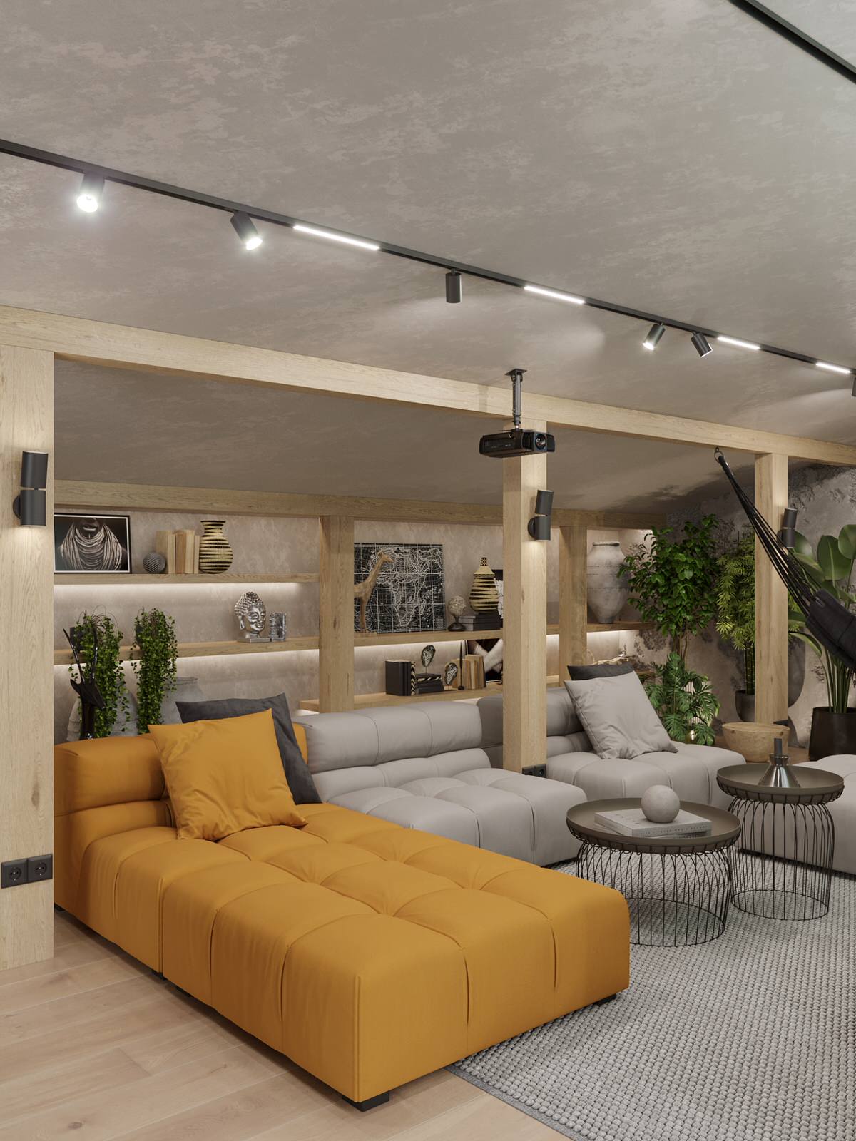 Мансарда в загородном доме, зона отдыха и массажная комната