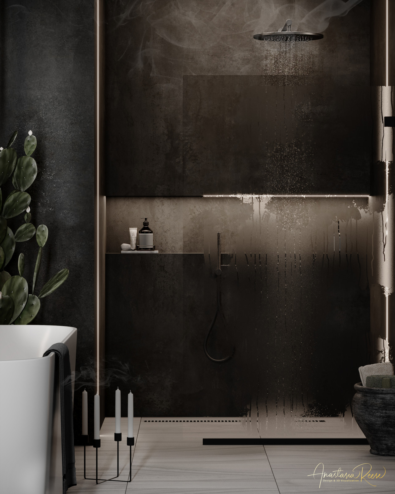 Дизайн проект ванной комнаты "Подземелье"