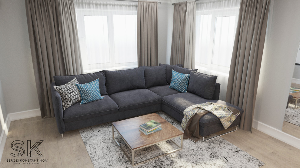 Просторная гостиная в небольшой квартире