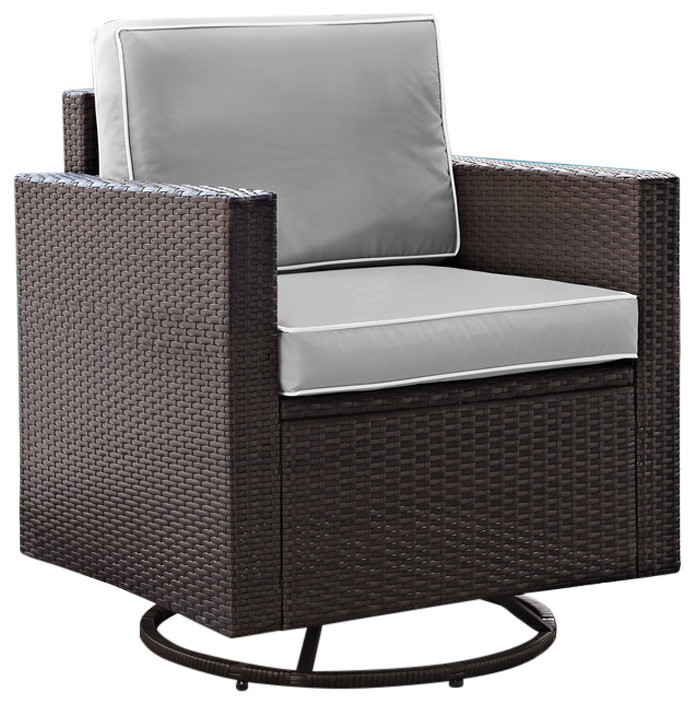 Palm Harbor Outdoor Wicker Swivel Rocker Chair, Cushions: Gray