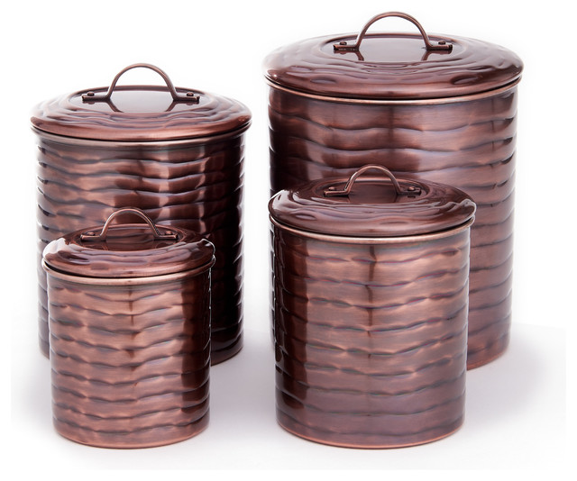 4 Piece Wave Canister Set Fresh Seal Covers 4 Qt 2 Qt 1 Qt Traditional Kitchen Canisters And Jars By Old Dutch