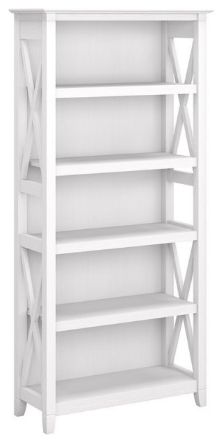 Scranton & Co 5-Shelf Coastal Wood Bookcase in Pure White Oak