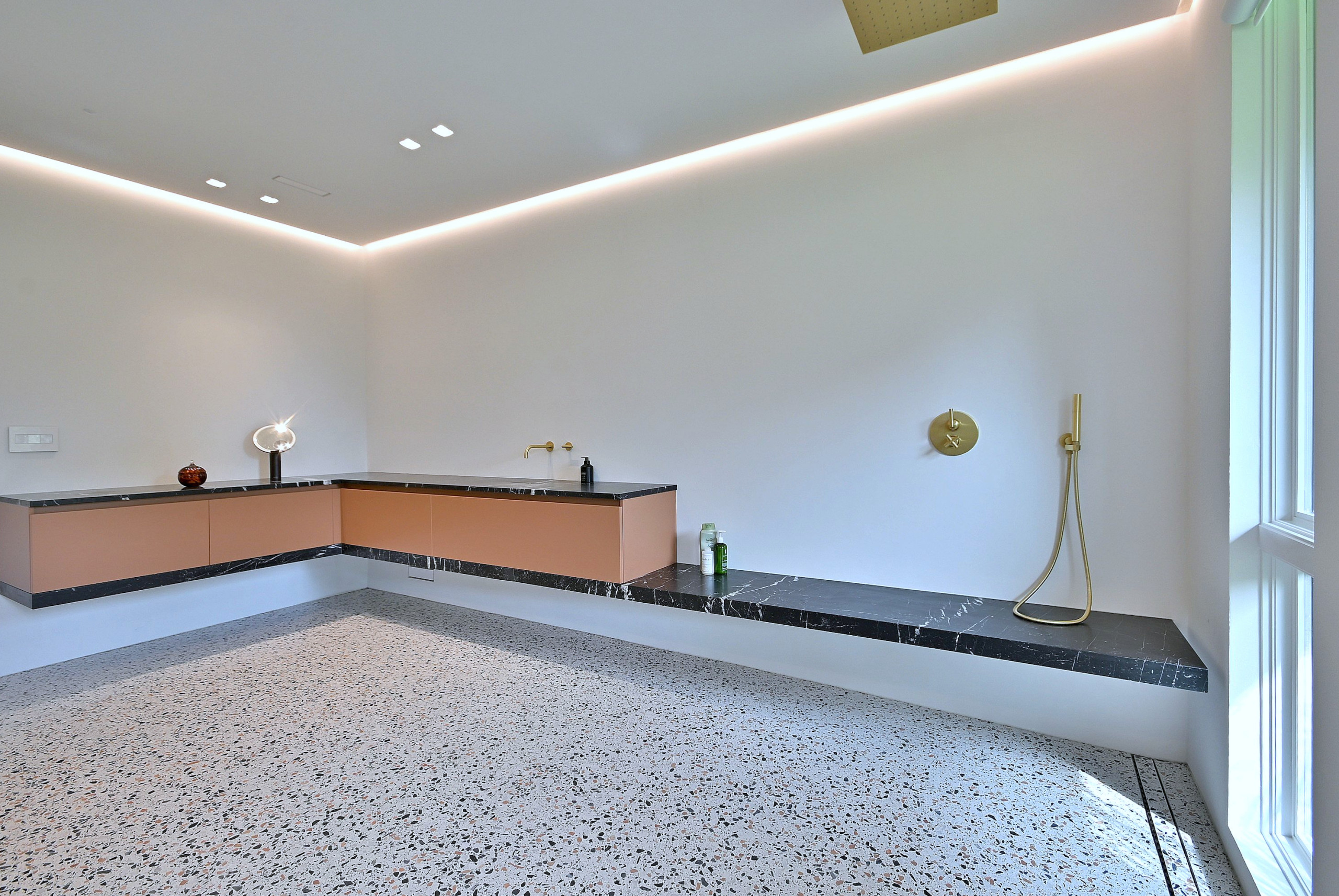 Modern Terrazzo Shower Room with Floating Details