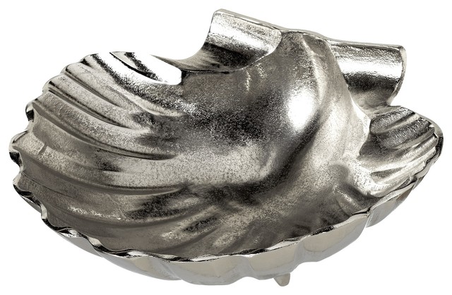 Cbk Aluminum Large Silver Shell Bowl 159084 Beach Style