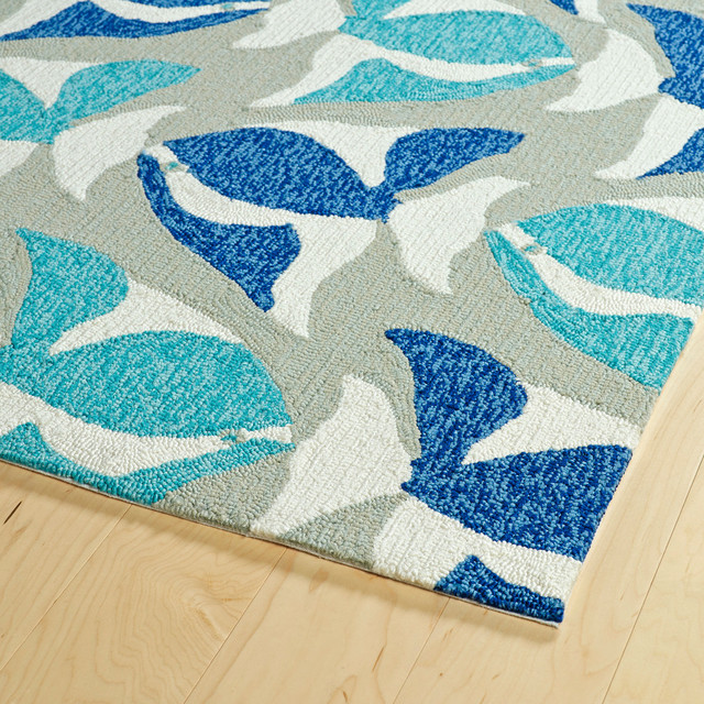 Kaleen Handmade Sea Isle Blue Polypropylene Rug Beach Style Outdoor