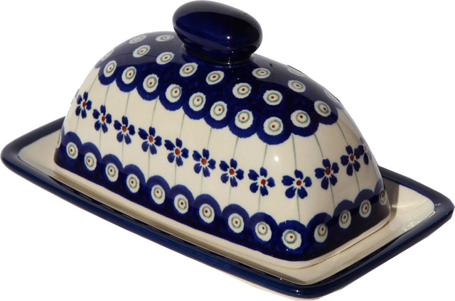 Polish Pottery Butter Dish, Pattern Number: 166a