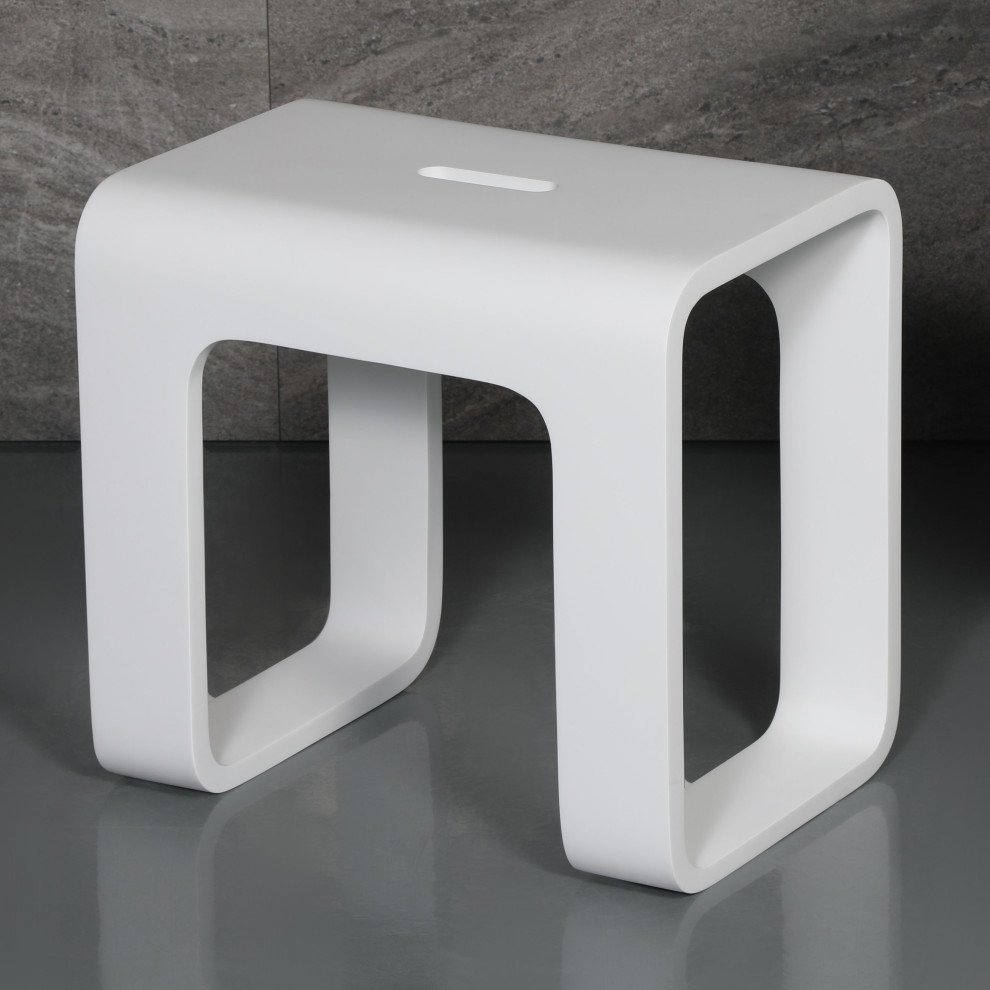 White Matte Solid Surface Resin Bathroom/Shower Stool Modern Shower