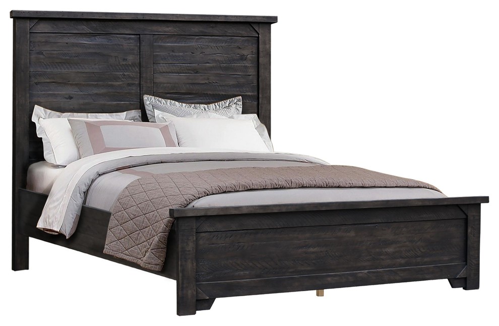 Bodie Gray Wooden Platform Bed, Queen