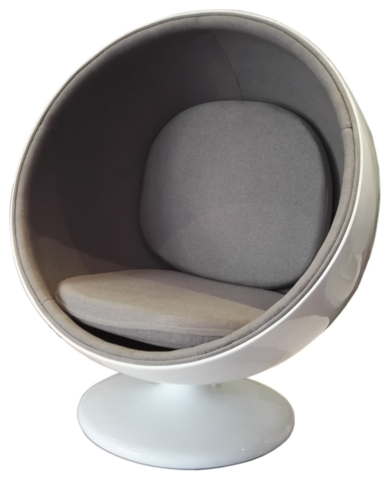 Fine Mod Imports Ball Chair, Gray Contemporary Armchairs And Accent