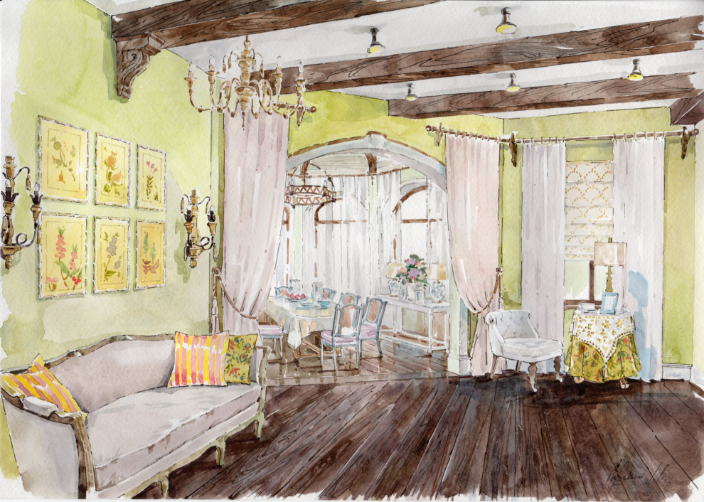 Акварельные эскизы к проекту: Загородного дома в стиле Прованс.