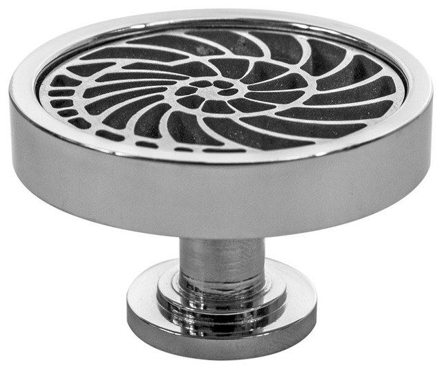 Nautilus Cabinet Knob, Made in the USA, Polished Stainless Steel