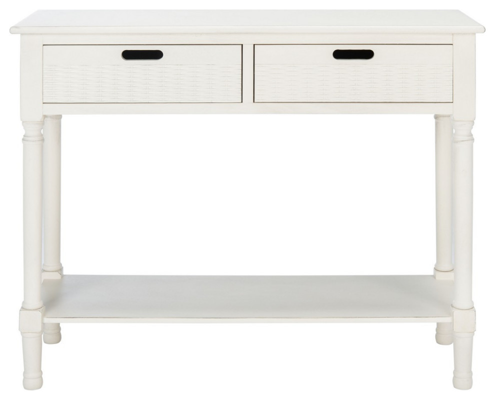 Gracyn 2 Drawer Console Distressed White Traditional Console Tables
