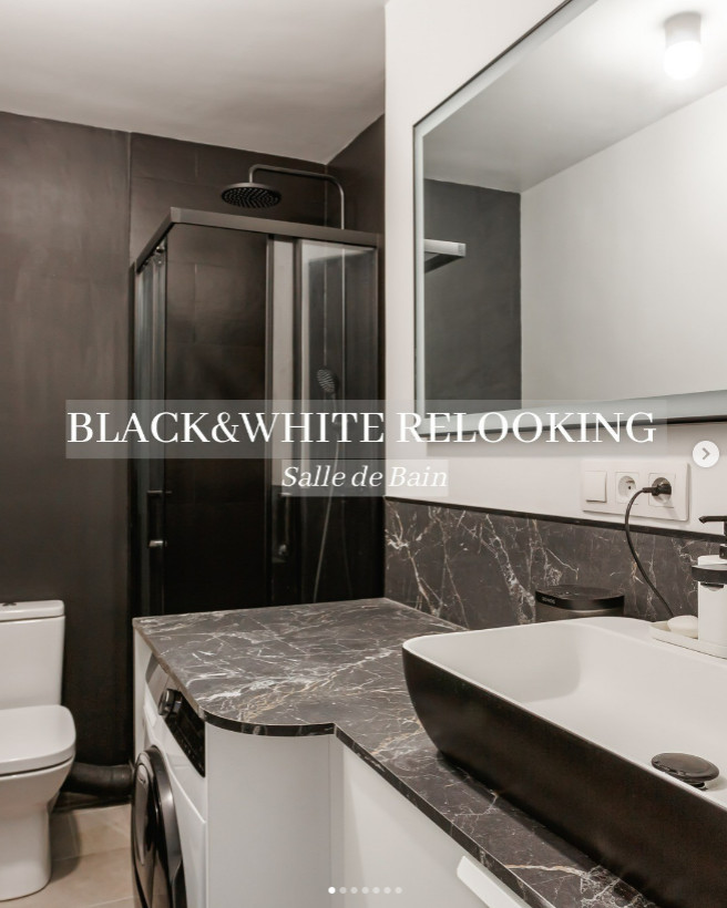 black and white relooking de la salle de bains