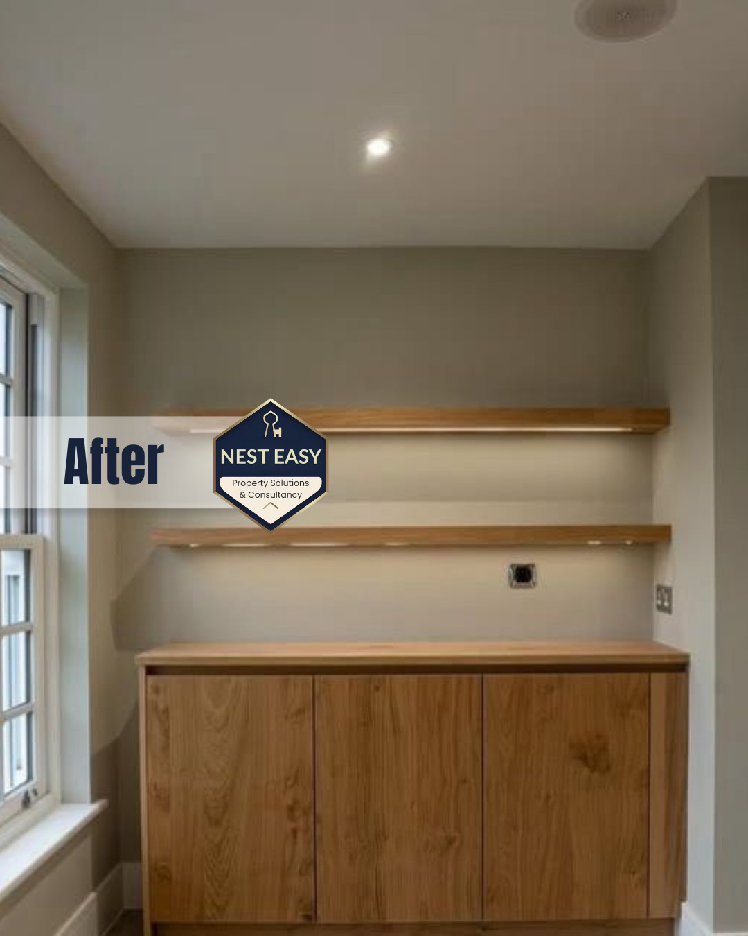 Balanced Shelf Styling with LED Strip Lighting