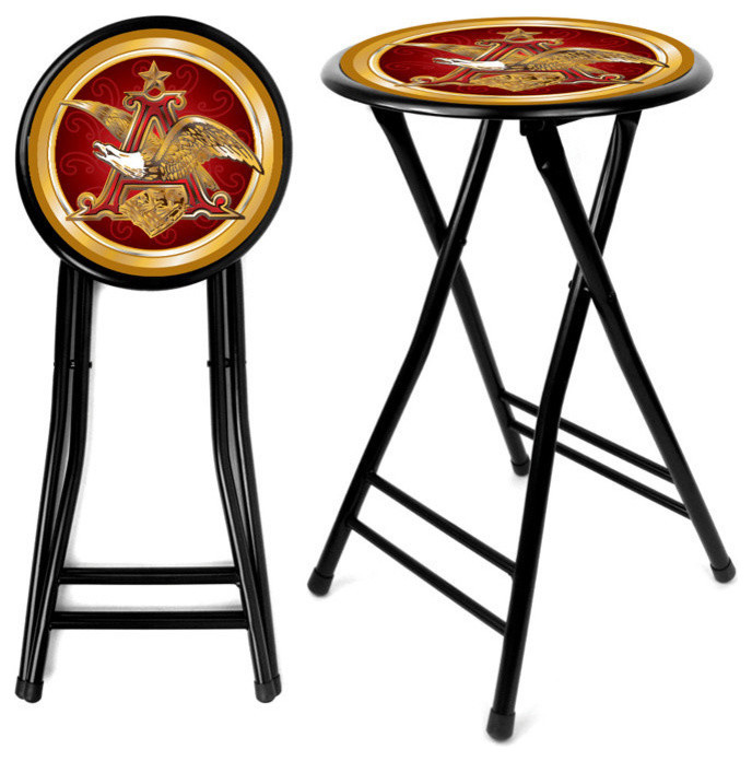 Anheuser Busch A & Eagle 24 Inch Cushioned Stool - Black