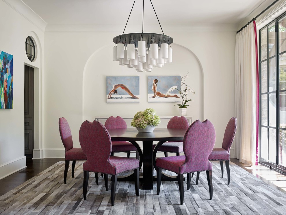 Photo of a traditional dining room in Atlanta with white walls.