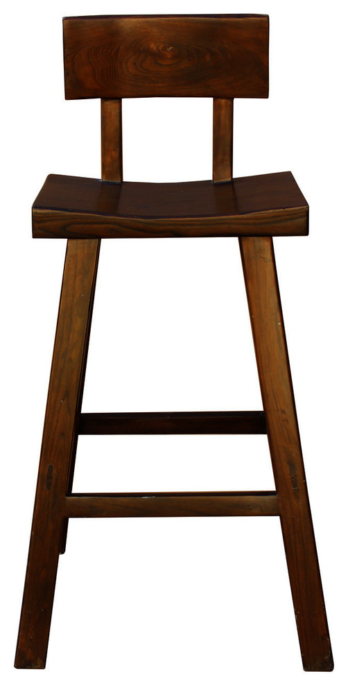 Quality Handmade Wood Dark Brown Color Tall A Shape Bar Stool With Back Hwk2170 Bar Stools And Counter Stools By Golden Lotus Antiques