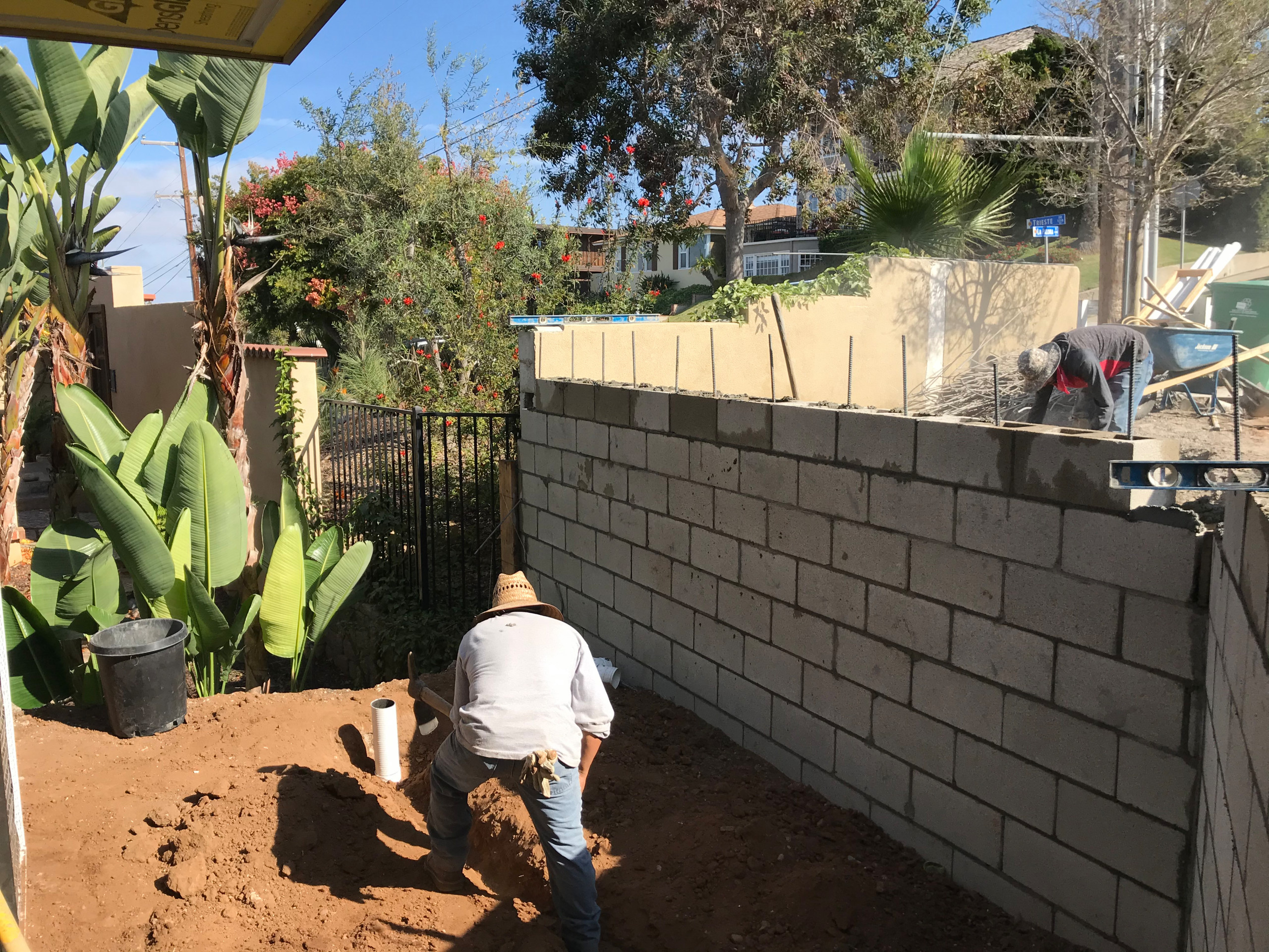 Building a Block Wall for a Courtyard in Point Loma