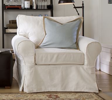 PB Basic Armchair, Polyester Wrap Cushions, Brushed Canvas Walnut