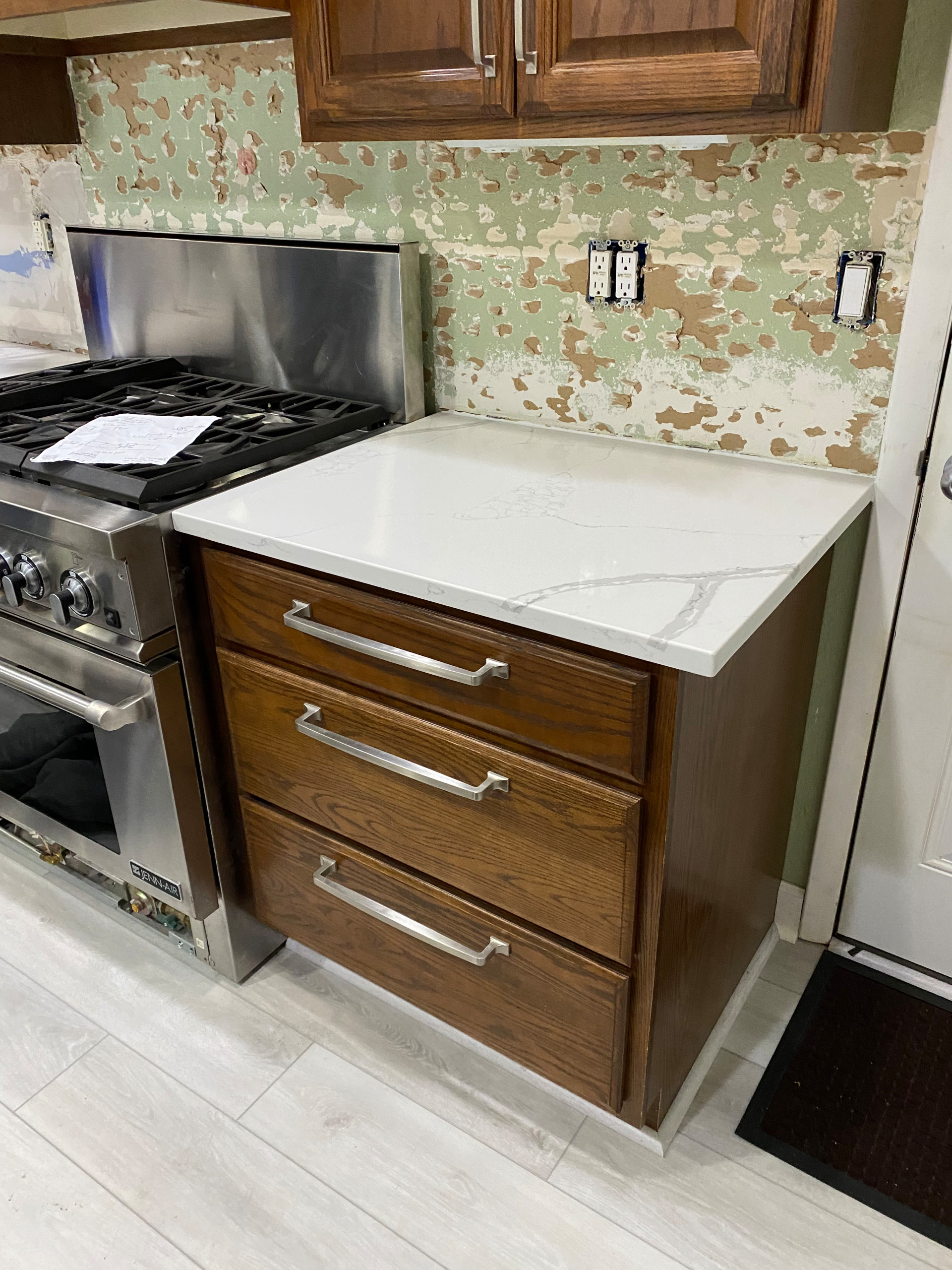 Waterford Quartz countertop and subway backsplash