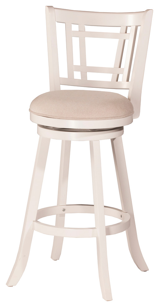 Fairfox Swivel Stool, White Wood Finish, Counter Stool Transitional