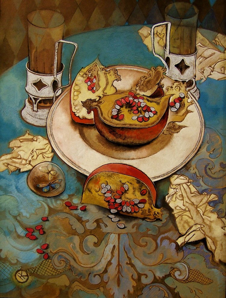 Натюрморт "Гранаты на блюде"