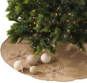 Beaded Snowflake Holiday Tree Skirt, Natural