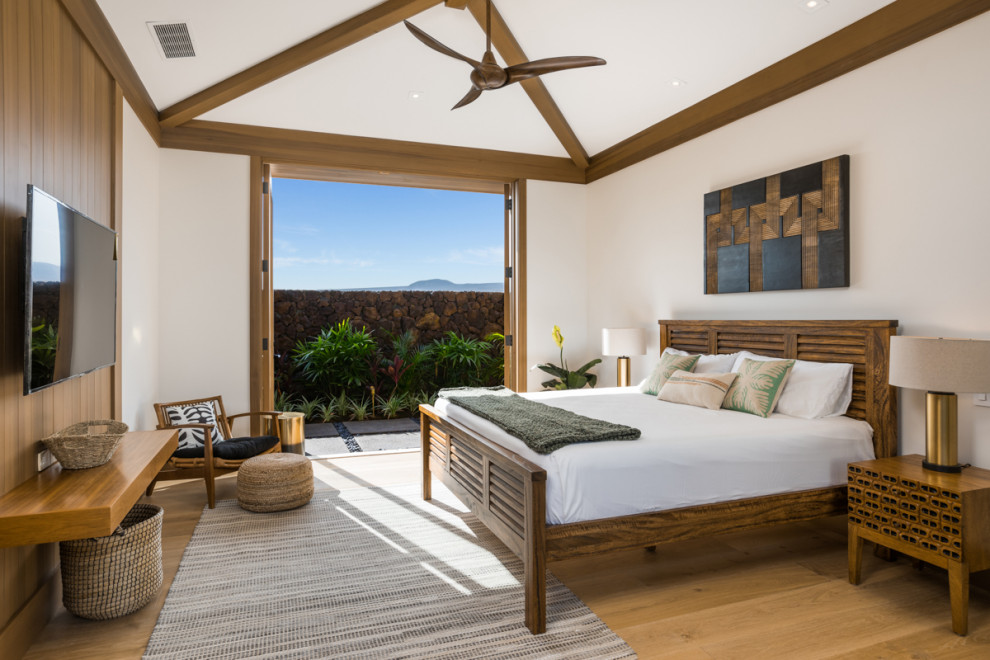 Bedroom - tropical bedroom idea in Other