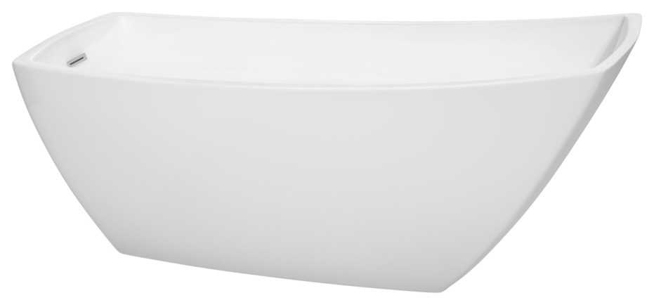 Wyndham Collection Antigua 67" Freestanding Bathtub, White With Polished