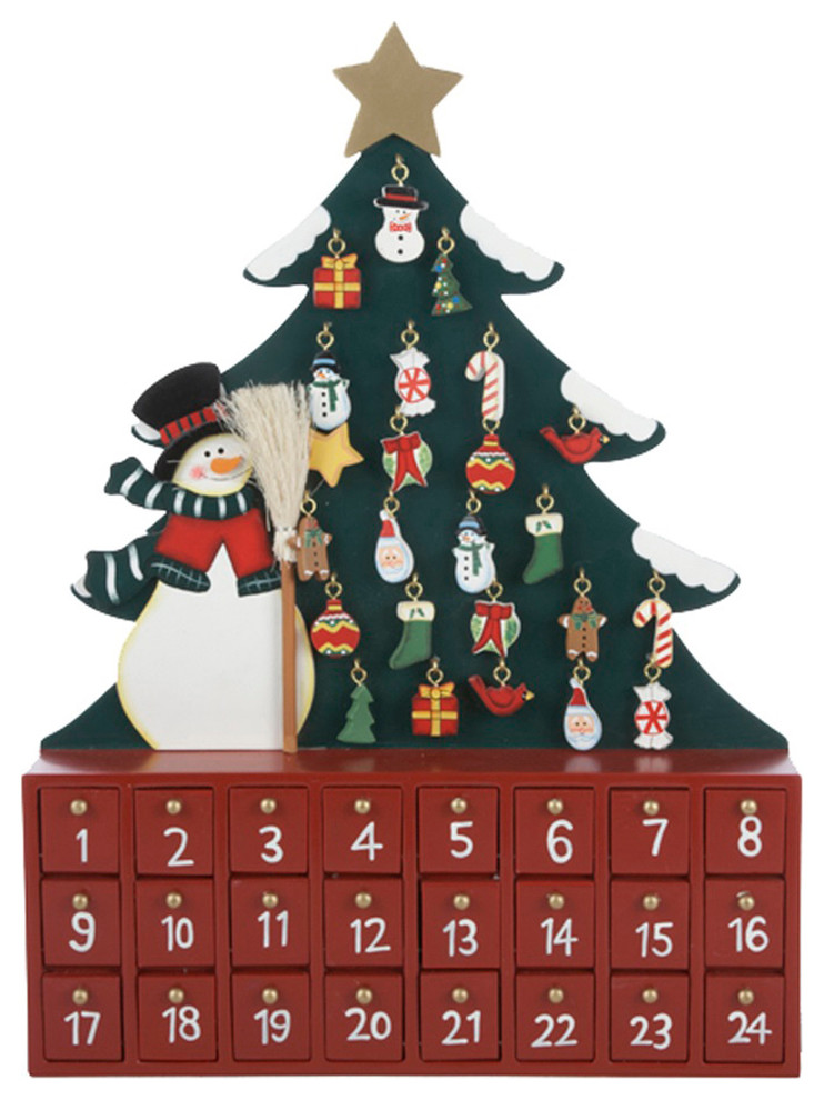 Wooden Snowman With Tree Advent Calendar