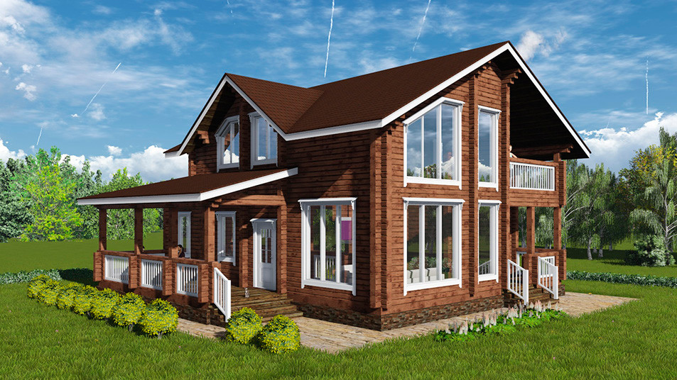 Проектирование. Двухэтажный жилой дом из бруса 170 кв.м.