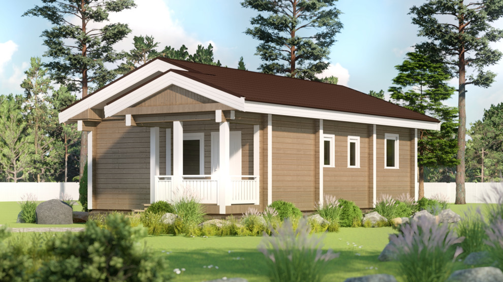 одноэтажный дом из клееного бруса. 7х12