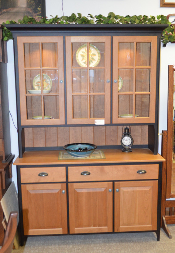 60" cherry 2 tone shaker hutch