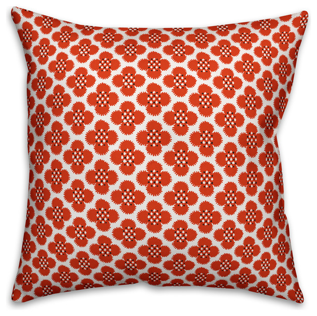 Red Floral Pattern Throw Pillow Cover, 20"x20"